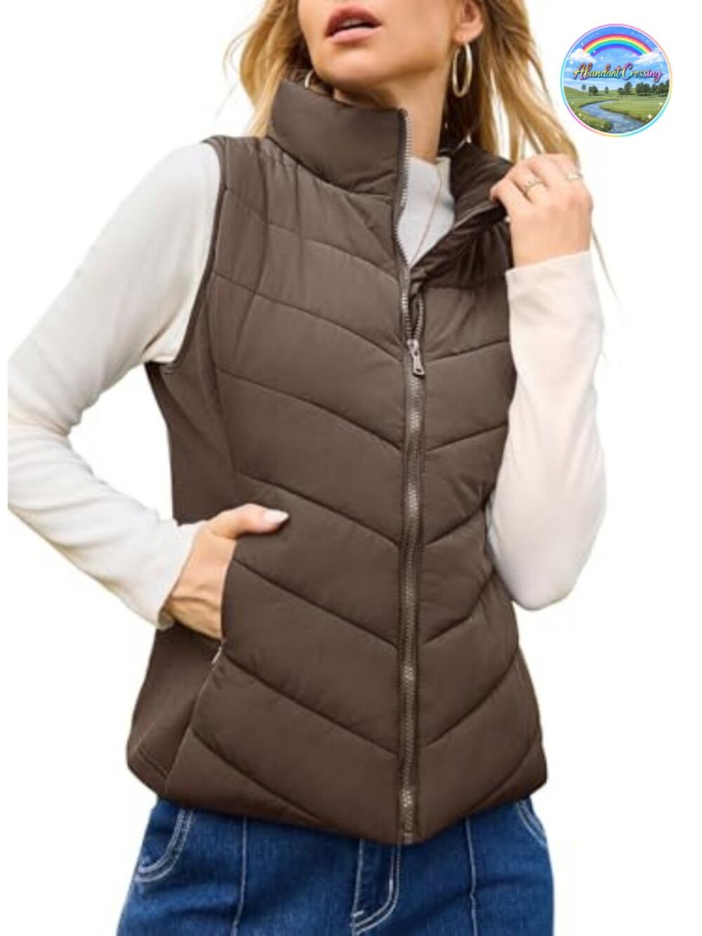 Quilted Puffer Vest Lightweight Sleeveless Zip Up Outerwear
